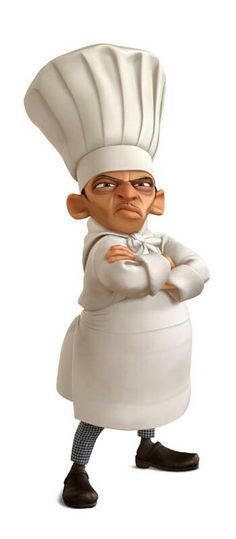 a cartoon character is standing with his arms crossed and wearing a chef's hat