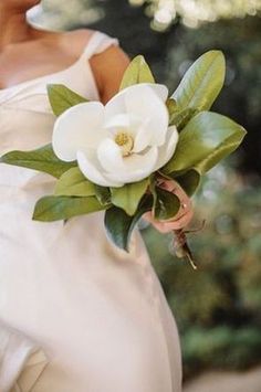 a woman holding a white flower in her right hand and an instagram on the left