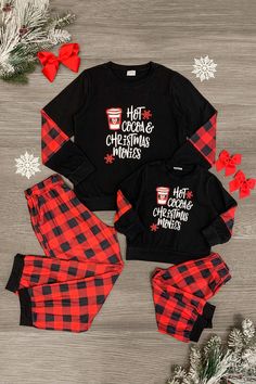 Mom & Me - Hot Cocoa & Christmas Movies Pajamas - Sparkle in Pink Matching Christmas Pajamas Family Buffalo Plaid, Christmas Movie Marathon, Family Holiday Pajamas, Hot Cocoa Christmas, Matching Christmas Outfits, Marathon Gift, Christmas Pjs Family, Mommy Daughter Outfits, Daughter Outfits