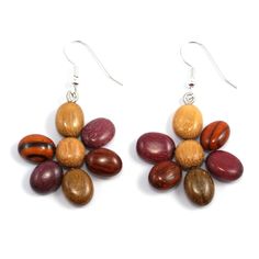 TICA SURF Unique fancy exotic wood pendant earrings - Large Daisy - EE1162   ~ Fancy exotic wood earrings ~ Polished multicolor beads ~ Made with unstained tropical woods ~ Handmade in Costa Rica Dimensions: 2.0 x 1.25 x 0.25 inches   Color tone may vary  EE1162 Multicolor Wooden Beads Dangle Earrings, Multicolor Wooden Beaded Earrings As A Gift, Brown Wooden Bead Earrings As A Gift, Brown Earrings With Wooden Beads As Gift, Brown Wooden Beads Beaded Earrings As A Gift, Brown Wooden Beaded Earrings As Gift, Brown Beaded Earrings With Wooden Beads For Gift, Gift Brown Beaded Earrings With Wooden Beads, Brown Wooden Bead Earrings