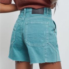 Brand New- Never Worn Teal Bdg High Waisted Shorts. A Little Stiff But Reviews Said They Just Needed To Be Washed A Few Times. Urban Outfitters High Waist Cheap Shorts, Trendy Cotton Jean Shorts With Hip Pockets, Trendy Shorts With Hip Pockets, High Waist Cotton Shorts With Hip Pockets, Blue Cotton Shorts With Frayed Hem, Blue Cotton Jean Shorts With Pockets, Blue Cotton Jean Shorts With Hip Pockets, Washed Blue High-waisted Cotton Shorts, Denim Blue High-waisted Cotton Shorts