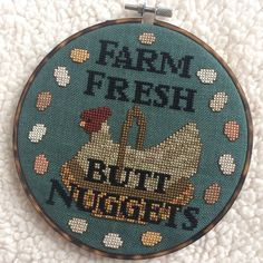 a cross stitch pattern with the words farm fresh but no one's on it