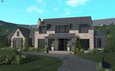 Modern British House, Nyc Bloxburg, Roblox Houses, Bloxburg Homes, Bloxburg Exterior, Dream House Aesthetic, British House, Farmhouse Exterior Design, Bloxburg Houses