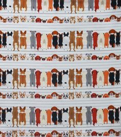 an orange and black dog pattern on a white background with many dogs in different colors