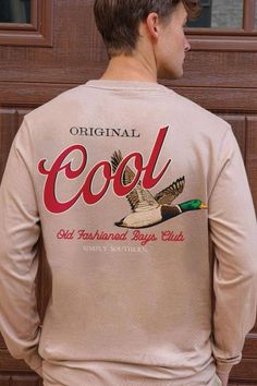 This Simply Southern Long Sleeve Cool Duck T-Shirt for Men in Mocha is perfect for the colder weather! With features like a fun graphic, lightweight construction, and comfortable fit, it is perfect for any activity and layering. Features: Simply Southern Style: MN-LS-COOL-MOCHA Color: Mocha 100% Cotton Simply Southern Shirts Long sleeves Crew neckline Cuffed hems Front Chest & Back Graphic: : Bird graphic with words that read "original cool" with simply southern outfitters logo below Measurements from size large: Length from center back: 28” Chest: 46” Machine wash cold, tumble dry low Casual Brown T-shirt For Outdoor, Winter Casual T-shirt For Outdoor Activities, Casual Winter T-shirt For Outdoor Activities, Casual Brown Tops For Outdoor Activities, Casual Fall T-shirt For Outdoor Activities, Casual T-shirt For Outdoor Fall Activities, Casual T-shirt For Outdoor Fall Events, Casual Outdoor Fall T-shirt, Brown Casual Tops For Outdoor