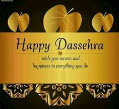 happy daesera with golden hearts on black and gold background for diwaling