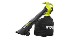 a black and yellow blow dryer sitting on top of a bag