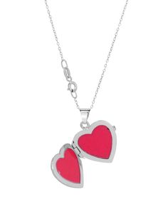 Patterns of Love Collection Rhodium Plated 925 Sterling Silver Heart Locket Pendant With Chain - Made in Italy View 2