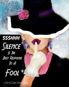 a woman wearing a black hat with a pink flower on it's head and the words, sshih science is the best response to a fool