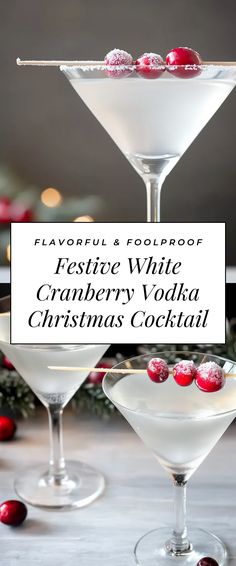 Image for Festive White Cranberry Vodka Christmas Cocktail Christmas Drinks Vodka Recipes, Refreshing Christmas Cocktail, Christmas Batch Cocktails Vodka, Christmas Martini Recipes Vodka, Fall Vodka Cocktails For A Crowd, Spiked Christmas Drinks, Holiday Adult Drinks, Low Calorie Christmas Cocktails, Holiday Drinking Games