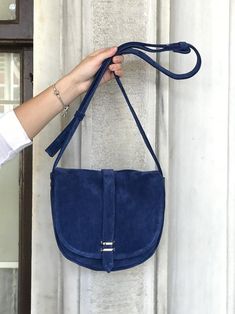 Suede Leather Messenger Bag Blue Leather Bag Gift for her | Etsy Classic Essence, Leather Work Bag, Blue Leather Bag, Soft Gamine, Daily Bag, Vegan Leather Bag, Metal Accessories, Genuine Leather Bags, Leather Messenger Bag