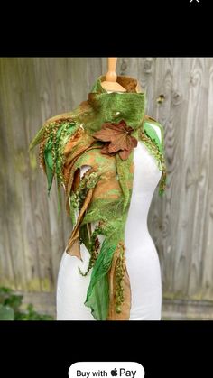 Botanical Clothing, Leaf Outfit, Costume Fleur, Leaf Clothing, Leaf Dress, Brown Scarf