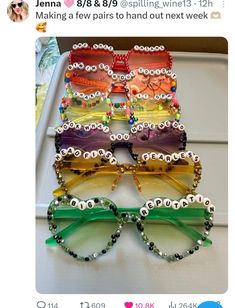 several pairs of sunglasses with beads on them