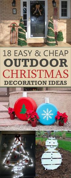 18 Easy And Cheap DIY Outdoor Christmas Decoration Ideas Christmas Crafts To Sell Bazaars, Diy Outdoor Christmas Decorations, Outdoor Christmas Decoration Ideas, Outdoor Christmas Diy, Pretty Christmas Decorations, Diy Christmas Lights, Hanging Christmas Lights, Christmas Decoration Ideas, Christmas Tree Painting