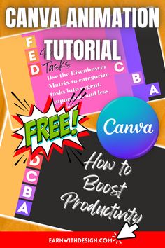 Illustration of a Canva animation tutorial focused on creating dynamic slide animations for business presentations and social media. Animation Tips