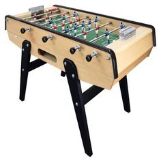 a foosball table that is made out of wood