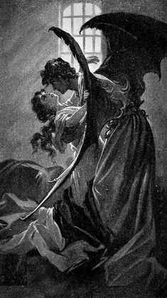 an old black and white drawing of a woman with an umbrella