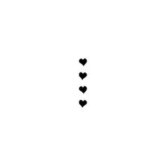 three black hearts are arranged in the shape of four straight lines on a white background