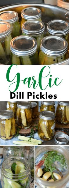 jars filled with pickles sitting on top of a table