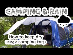 a tent with the words camping and rain on it