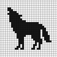 A pixel art template (black on white) silhouette of a wolf howling, whilst standing up. Wolf Alpha Pattern, Wolf Perler Bead Patterns, Pixel Silhouette, Dog Alpha Pattern, Wolf Pixel Art, Pixel Art Black And White, Pixel Art Facil, Pixel Art Dog, Dog Pixel Art