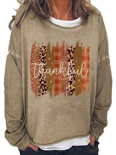 Fashion Strip Leopard Print Long Sleeve Sweatshirt Fall Loungewear T-shirt, Brown Graphic Print Long Sleeve Sweatshirt, Brown Long Sleeve Sweatshirt With Graphic Print, Brown Long Sleeve Graphic T-shirt, Oversized Brown T-shirt For Fall, Casual Sweater With Graphic Print For Fall, Oversized T-shirt For Fall, Casual Brown T-shirt For Fall, Oversized Brown Tops With Letter Print