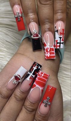 Medium Nails Ideas, Nails Ideas For Short Nails, White Frenchies, Ideas For Short Nails, Nails Dip, Medium Nails, Red Acrylic Nails, Hard Nails, W Design