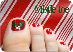 A Little Tipsy: Mistle-toe-Really cute idea for Christmas toes! Novelty Nails, Christmas Pedicure, Mistle Toe, Pedicure Art, Happy Hollidays, Toenail Art, Toenail Designs, Bella Marie