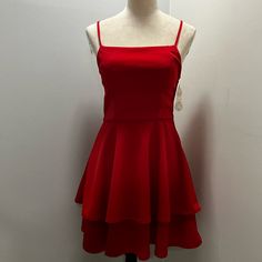 Nwt Beautiful Red Dress Size S Ready To Go!! Red A-line Mini Dress Lined, Red A-line Mini Dress With Lining, Red A-line Fit And Flare Mini Dress, Red Fit And Flare A-line Mini Dress, Red Fit And Flare Mini Dress, Red Fit And Flare Midi Dress For Evening, Red Fit And Flare Mini Dress For Date Night, Red Chic Fit And Flare Mini Dress, Formal Red Fit And Flare Mini Dress