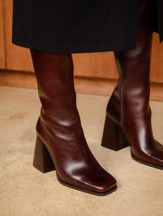 Burgundy Boots, Mid Heel Boots, Brown Leather Boots, Suede Boots, Brown Boots, Womens Heels, Cute Shoes