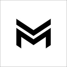 a black and white logo with the letter m on it's left hand side