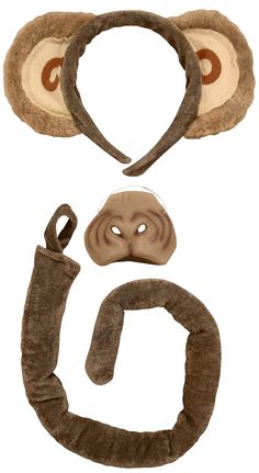 two monkey masks, one with a nose and the other without