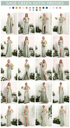 a collage of photos showing the different dresses worn by women in pastel colors