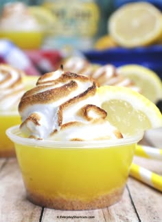 lemon meringue with whipped cream in a cup