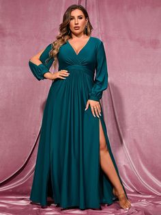 Bring the glamor to your wedding day with this plus size guest dress. An alluring emerald green, this long-sleeved knit dress is made for showing off your curves. With a flirty backless design and moderate stretch, it's perfect for dancing the night away at your reception. Add some glamor to your Big Day with this show-stopping wedding guest dress. Product Code: PP0017HHP Embellishment: Knit Fabric: 95% Polyester,5%Spandex Back Style: Zipper Up Fully Lined: No Built-in Bra: No Available Color: H Blue Plus Size Dresses, Cocktail Dress Maternity, Plus Size Lace Dress, Plus Size Sequin Dresses, Plus Size Maternity Dresses, Maternity Evening Dress, Maternity Bridesmaid Dresses, Tulle Bridesmaid Dress, Long Sleeve Dresses