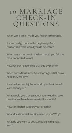 the text reads to marriage check - in questions