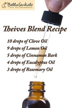 Thieves Blend, Eo Blends, Essential Oil Perfumes Recipes, Doterra Recipes, Thieves Essential Oil, Essential Oil Diffuser Blends Recipes, Essential Oil Remedy, Essential Oils Guide