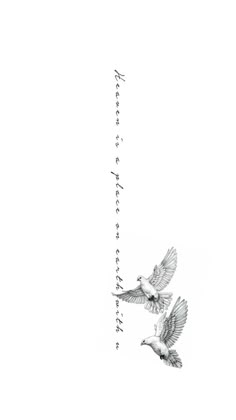 Earth To Heaven Tattoo, Dove Tattoo On Back, Dove And Hummingbird Tattoo, Dove Tattoo Feminine, Doves Flying To Heaven Tattoo, White Doves Tattoo, Dove Spine Tattoo, Heaven Is A Place On Earth With You Tattoo, Dove Tattoo With Name