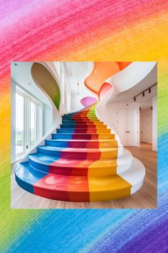 the stairs are painted in rainbow colors