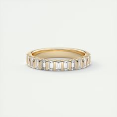 The Deco Half Eternity | Frank Darling Bezel Eternity Band, Frank Darling, Baguette Eternity Band, Baguette Wedding Band, Modern Wedding Rings, Modern Wedding Band, Diamond Half Eternity Band, Wedding Band Styles, Half Bezel