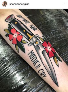 Traditional Switchblade Tattoo, Traditional Pocket Knife Tattoo, Switchblade Tattoo, Mens Hip Tattoos, Inside Bicep Tattoo, Tattoo Quotes For Men, Small Matching Tattoos, Cute Simple Tattoos