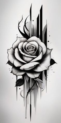 a black and white rose tattoo design