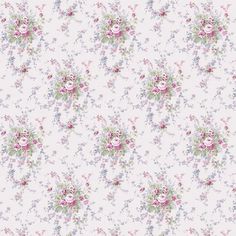 a white background with pink and blue flowers