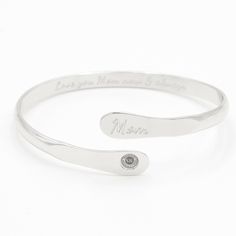 The best bracelet for your mother, engraved with Love you Mom now & always. Add a precious, heartfelt keepsake to mom’s already sparkling jewelry collection—this gorgeous engraved bracelet! This sentimental stunner is a symbol of your never-ending love for the most important woman in your life. Featuring an intricate design to express your commitment and gratitude for your mother, it’s sure to be something she will treasure forever. Comfortable to wear Adjustable 9-inch Cuff Bracelet Width .4 In Pandora Open Momemts Bangle, Expected Mother Bracelet, I Love You More Bracelet, Selling Bracelets, Sparkling Jewelry, Moms Bracelet, Sparkle Jewelry, Engraved Bracelet, Love You Mom