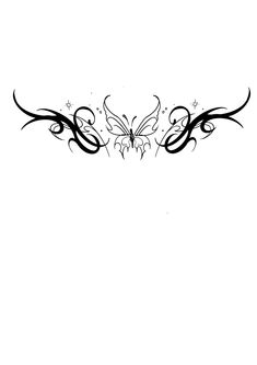 a black and white drawing of a butterfly with swirls on it's wings