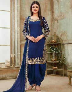 Blue Art Silk Patiyala Suit पटियाला सलवार, डिजाइनर कपड़े, Patiyala Dress, Patiyala Suit, Designer Punjabi Suits, Patiala Suit, Punjabi Dress, 파티 드레스, Salwar Kamiz