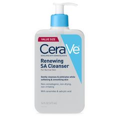 Product Description: Developed with dermatologists, CeraVe Renewing SA Cleanser exfoliates and detoxifies to remove dirt & oil while softening and smoothing skin without feeling dry. Unlike some exfoliating cleansers, CeraVe Renewing SA Face Wash contains no harsh beads, or microbeads and is gentle on skin. This salicylic acid foaming gel cleanser is suitable for use on face and body as well as acne-prone skin. •Non-comedogenic •Fragrance-free •Gentle, non-irritating formula Key Ingredients: •Sa Cerave Sa Cleanser, Cerave Renewing Sa Cleanser, Cerave Cleanser, Cerave Skincare, Salicylic Acid Cleanser, Rough Bumpy Skin, Exfoliating Face Wash, Bumpy Skin, Acne Cleansers