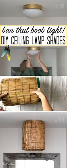 the ceiling lamp shade is made out of bamboo