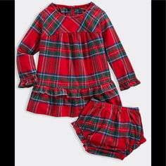 Vineyard Vines Baby Girls Nantucket Tartan Dress And Bloomer Set Newborn 0-3 M New With Tags 100 % Cotton Red Tartan Dress, Nantucket Red, Kids Clothes Sale, Rainbow Dress, Tartan Dress, Lemon Dress, Frill Dress, Red Tartan, Striped Leggings