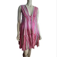 New With Tags Super Cute And Flowy!! Flattering Bundle And Save Will Not Trade Bohemian Sleeveless Cotton V-neck Dress, Sleeveless Pink Boho Dress For Spring, Pink Sleeveless Casual Boho Dress, Casual Pink Sleeveless Boho Dress, Casual Pink Cotton Boho Dress, Pink Sleeveless Boho Sundress, Combo Dress, Dragon Fruit, Free People Dresses